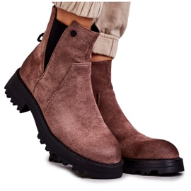 PJ1 Mocka varma stövlar på en platt klack Ljusbrun Salome