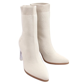 Carolyn Beige högklackade sockstövlar