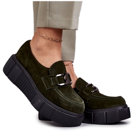 Fashionabla mockaskor på Khaki Marsol-plattformen grön