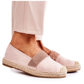 Slip-On Espadrilles för kvinnor med rosa Cubic Zirconias