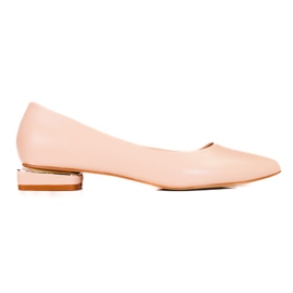 Beige pumps för damer med låga klackar Shelovet