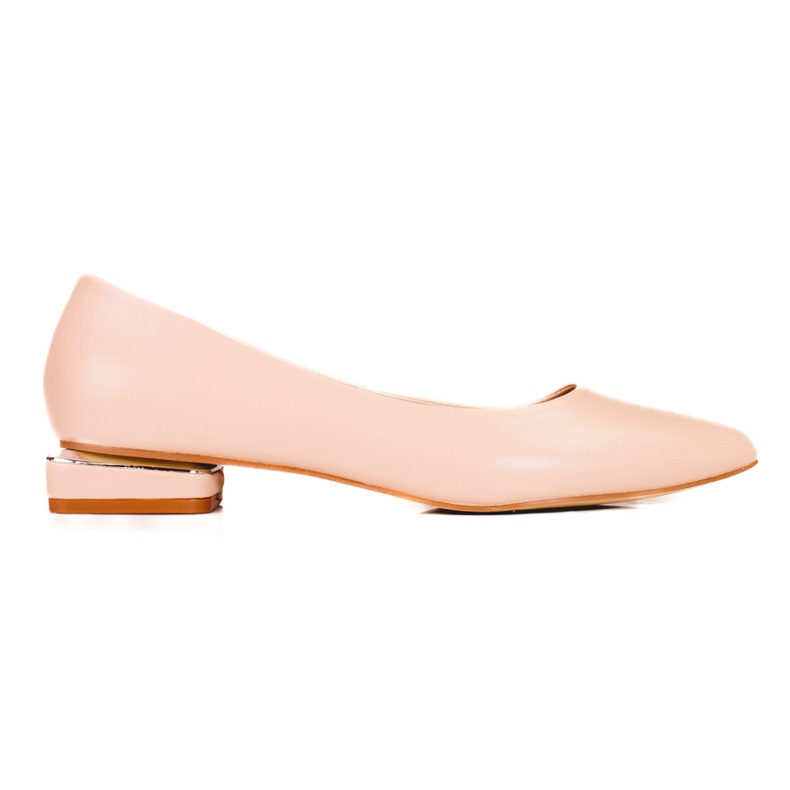 Beige pumps för damer med låga klackar Shelovet