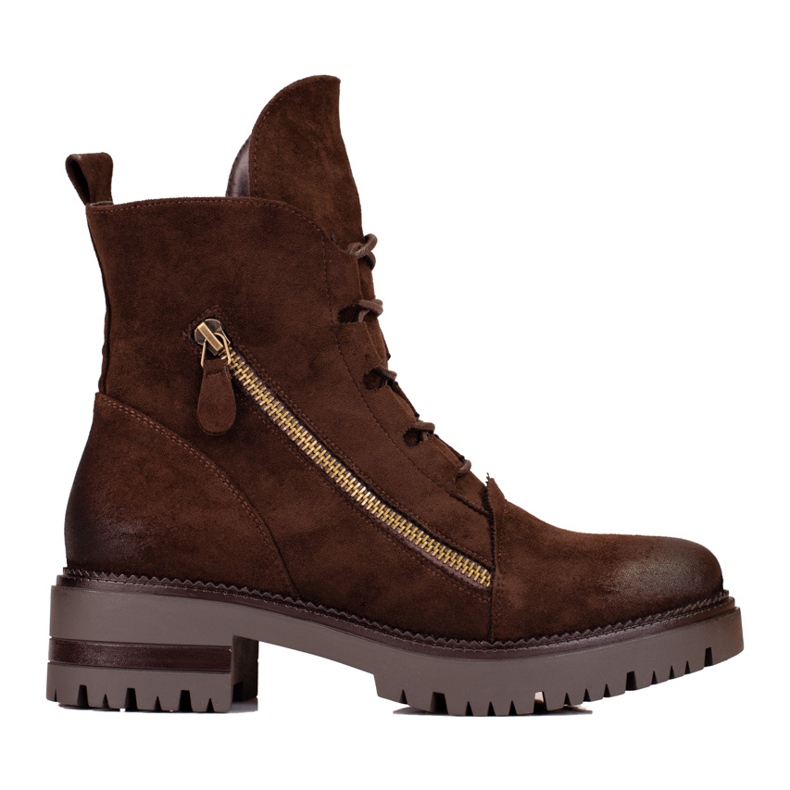 W. Potocki Potocki brun mocka arbetskläder för kvinnor