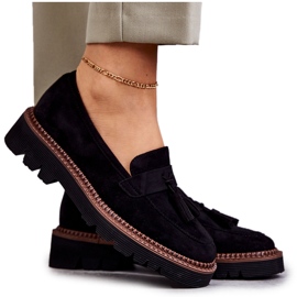 Vinceza Damskor i mocka på den svarta Unni-plattformen