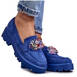 Vinceza Damskor i mocka med blå Britt-dekoration