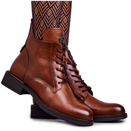 Vinceza Snörstövlar på platt klack karamell Grete brun