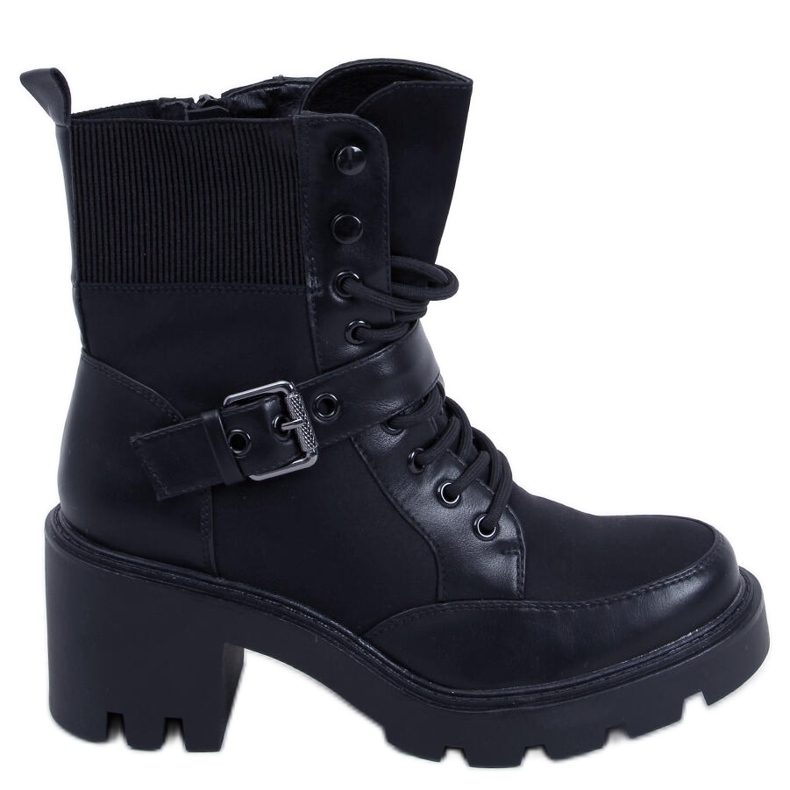 Brooks Svarta högklackade stövlar med snörning