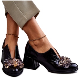 PA2 Släta läderskor med ljus prydnad Svart Delaver