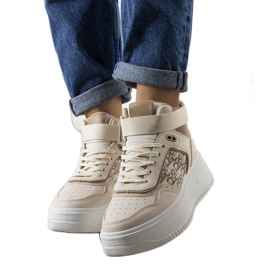 Beige ankelhöga sneakers från Adolis