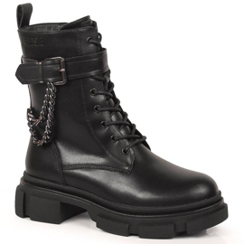 Svarta läderväskor för kvinnor med kedja, värmda svarta Big Star KK274486