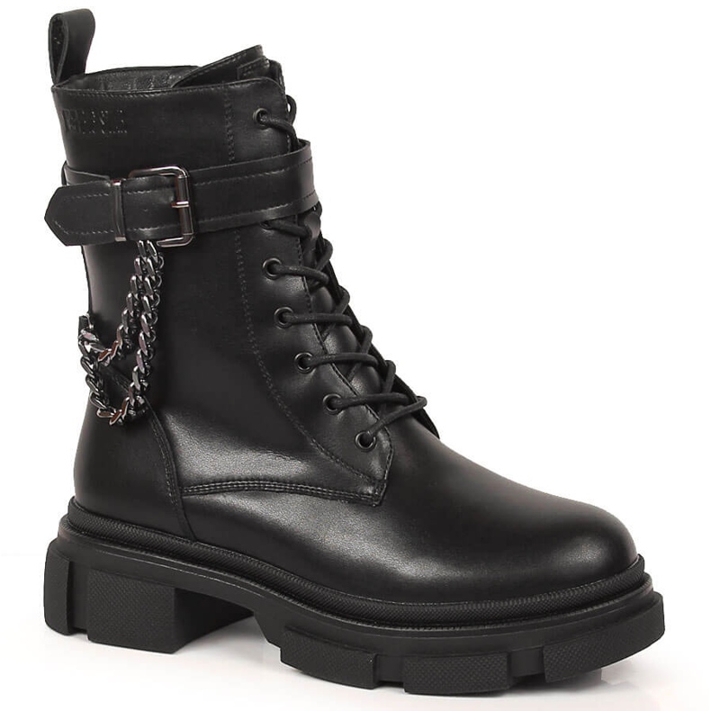 Svarta läderväskor för kvinnor med kedja, värmda svarta Big Star KK274486