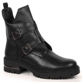Svarta isolerade damstövlar med spännen Sergio Leone