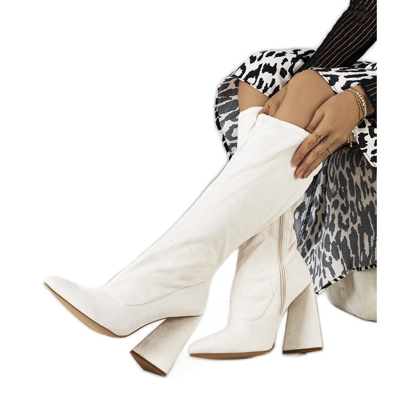 Cream högklackat Teles boots mångfärgad