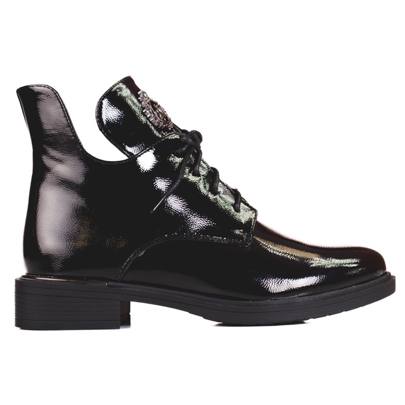 Shelovet damstövlar med utskärning svart