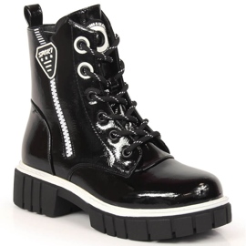 S.Barski Svarta isolerade lackade stövlar för tjejer av S. Barski