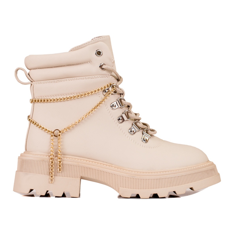 Beige damvandringskängor med Shelovet-kedjor