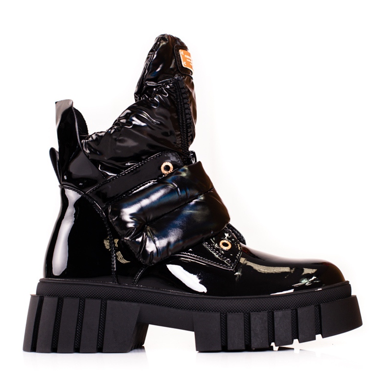 Damlackade stövlar på Shelovet-plattformen svart