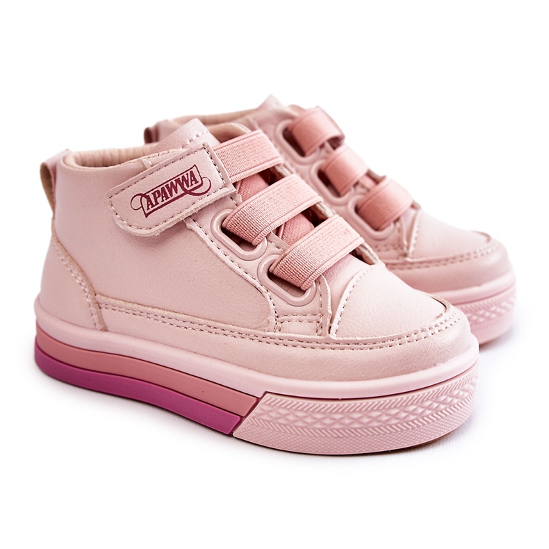 PA1 Höga sneakers för barn med ribbad rosa Baxter