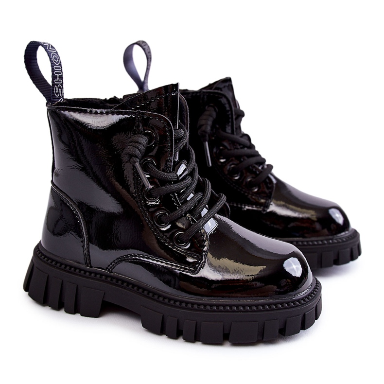 PA1 Lackade Svarta Varma Stövlar Heidi