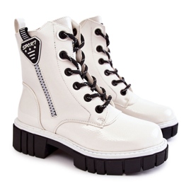 S.Barski Lackade, varmvita stövlar med dragkedja Marcella