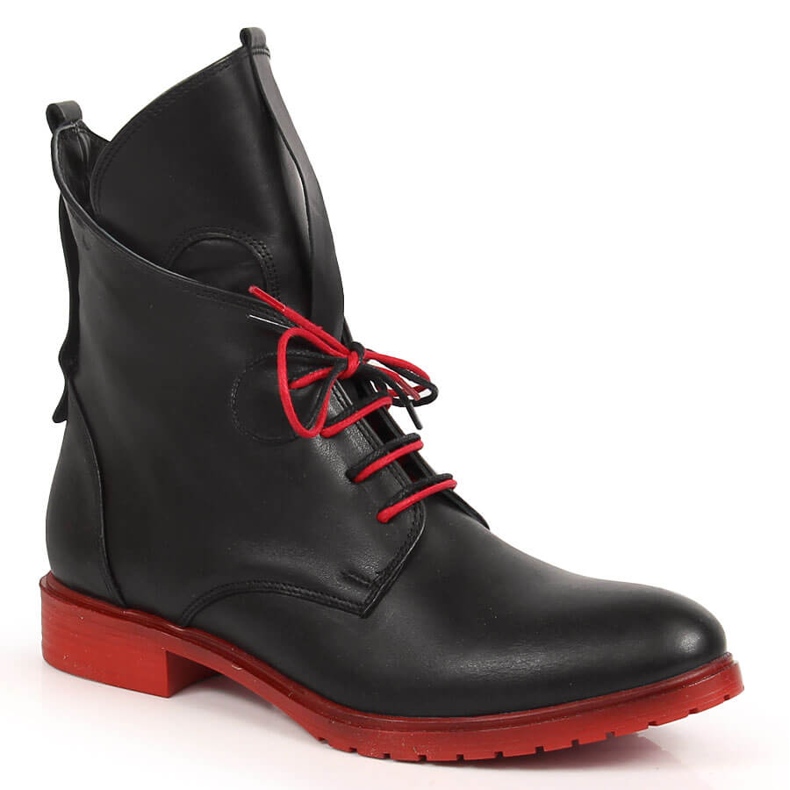 Svarta snörstövlar i läder Artiker