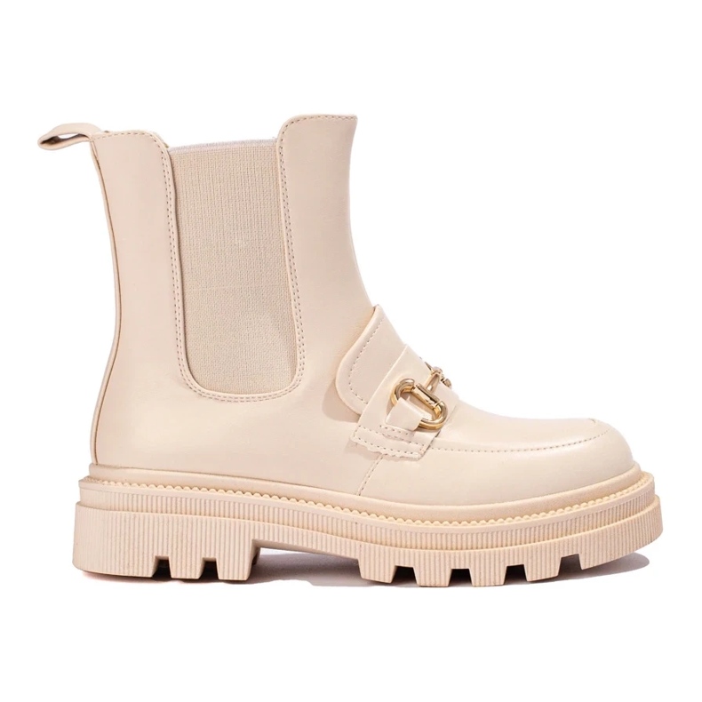 Beige Chelsea-stövlar för kvinnor på plattformen