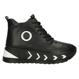 Läderisolerade kilstövlar Filippo W PAW381 svart