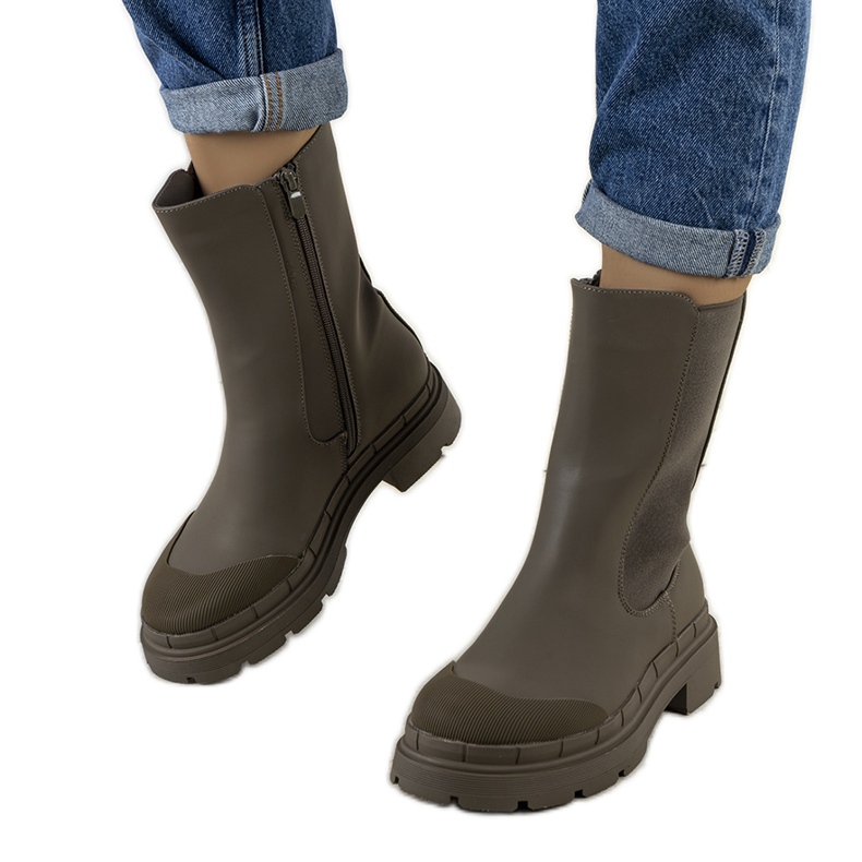 Mörkgröna matta Antede-stövlar