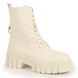 Snörstövlar för kvinnor med dragkedja, isolerad beige Sergio Leone