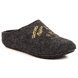 Bekväma kvinnors grå filttofflor Panto Fino