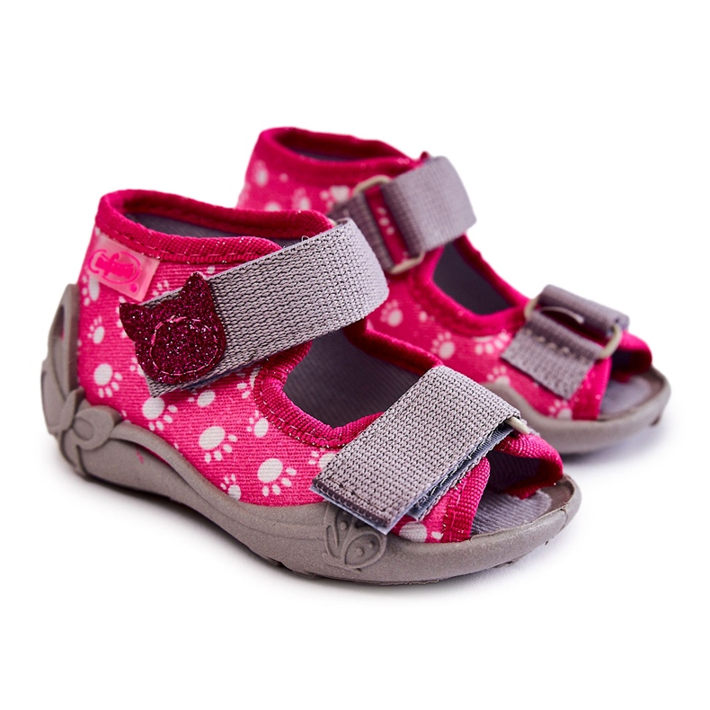 BEFADO S.A. Sandaler Tofflor Befado Kardborrband Paws 242P108 Rosa