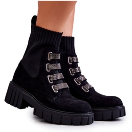 Seastar Slip-on sockstövlar i svart mocka med strass