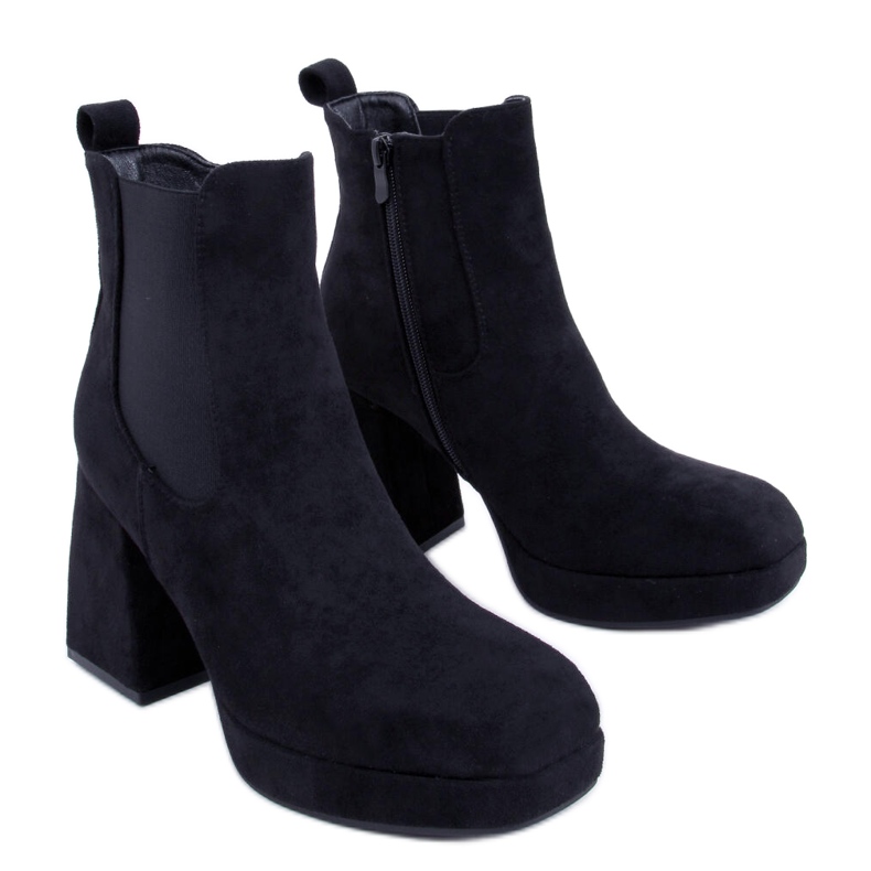 BM Ciara Svarta stövlar med bred klack