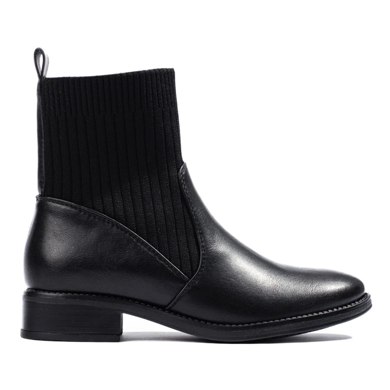 Slip-on ankelboots med platt klack svart