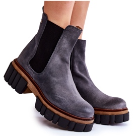 Läderstövlar Workers Maciejka Grå 05312-03