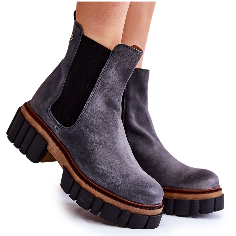 Läderstövlar Workers Maciejka Grå 05312-03