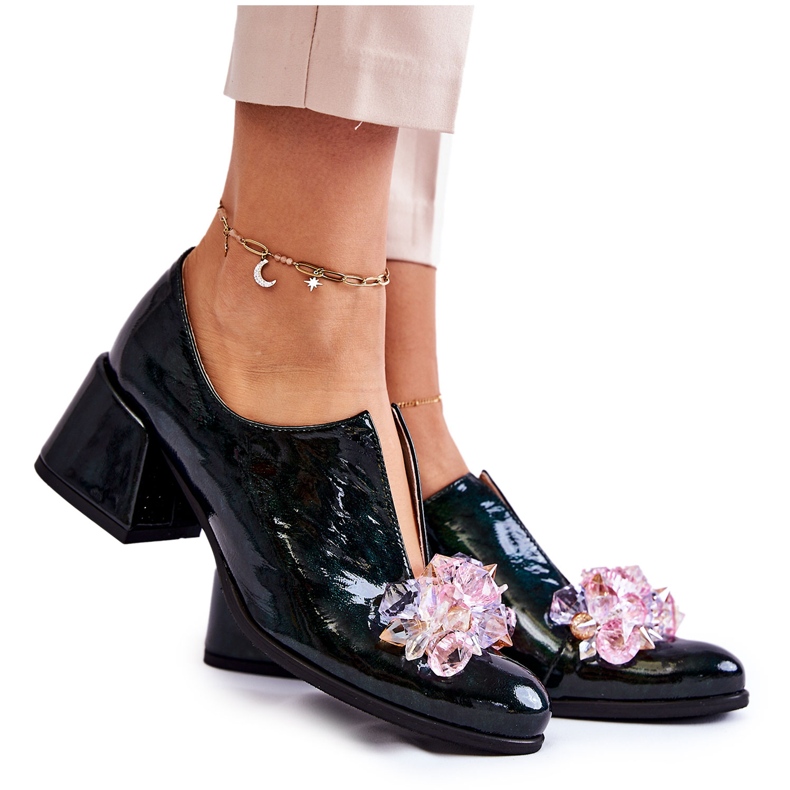 PA2 Lackade mosaikskor med transparent grön Delaver-dekoration