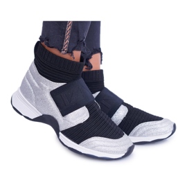 Damsportskor Lu Boo med strumpa Silver Glitter Phantom HT9022 svart