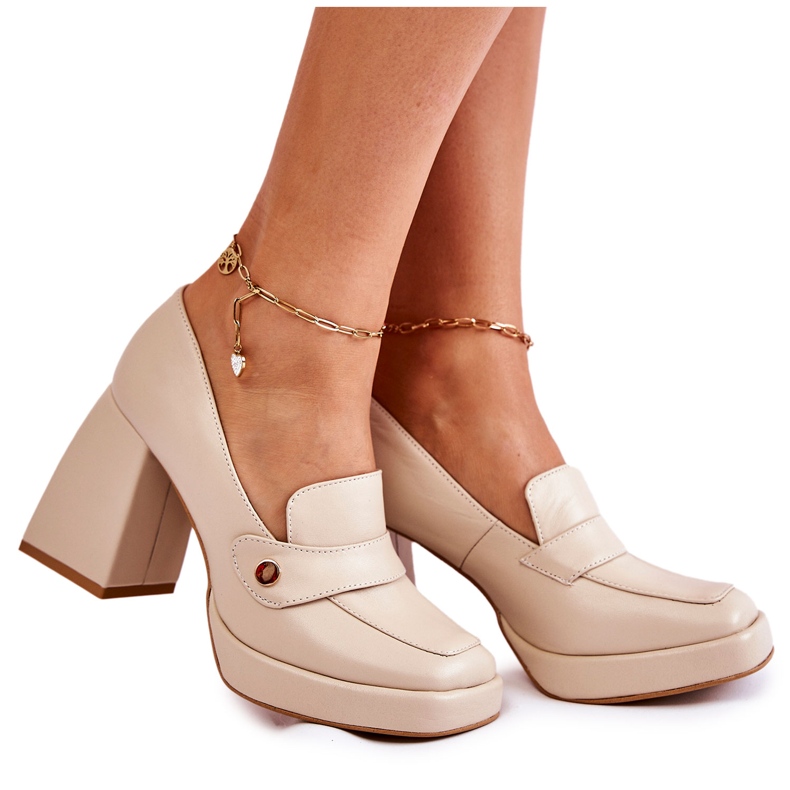 Lewski Shoes Läder Pumps Lewski Skor 3195/2 Beige