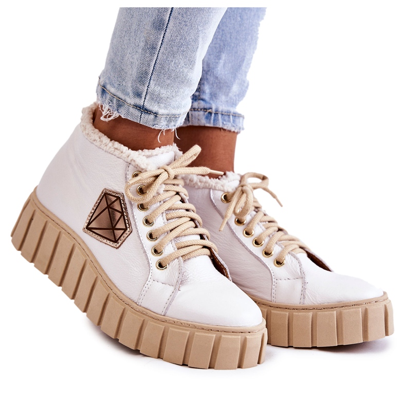 Lewski Shoes Lädersportskor Knyt Vita Lewski Skor 3252 / N