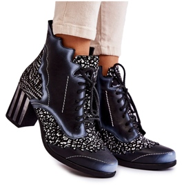 Damstövlar Läder Maciejka Svart 03190-20 vit grå