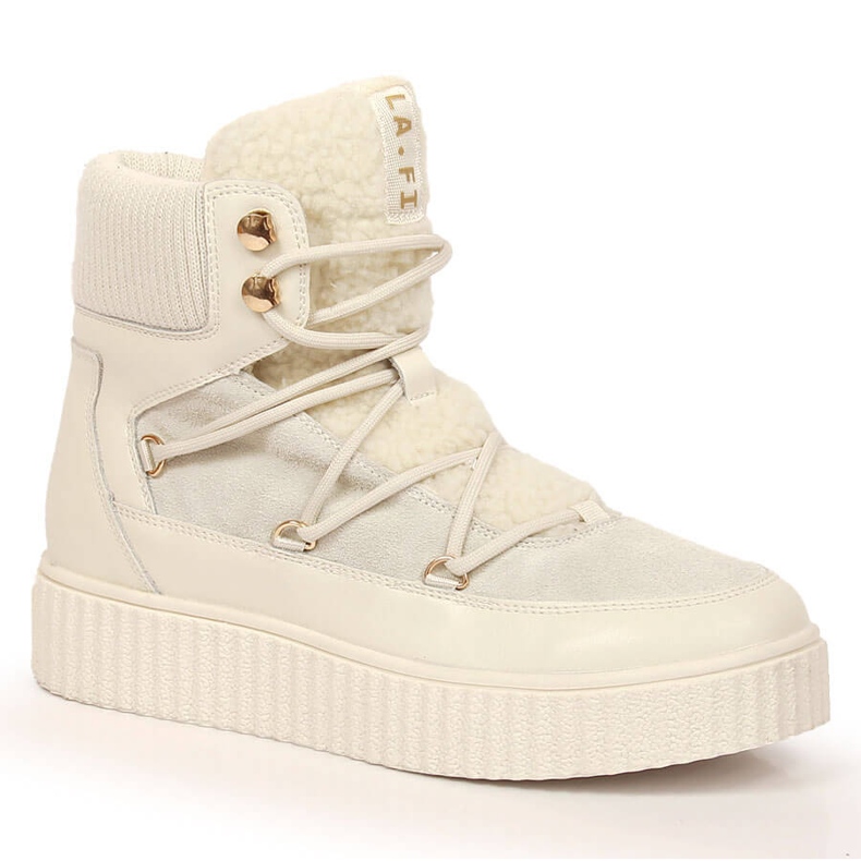 Skinnstövlar med snörning på en ljusbeige Laura La.Fi-plattform