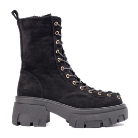 Snörningsarbetare i svart mocka för kvinnor