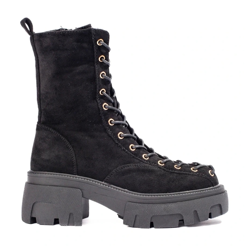 Snörningsarbetare i svart mocka för kvinnor