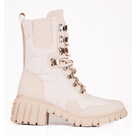 Snörstövlar för kvinnor på Shelovet-plattformen beige