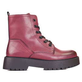 Sergio Leone Rödbruna snörstövlar för damer på Shelovet-plattformen