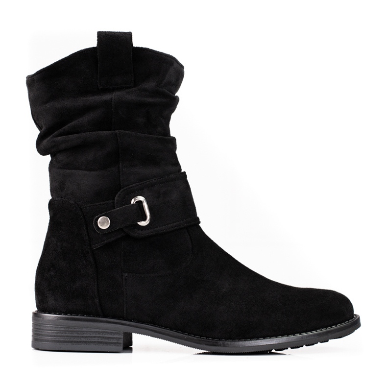 W. Potocki Svarta damstövlar med en skrynklig ovandel Potocki