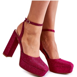 Damsandaler Glitter på en klack Mörkrosa Rosel