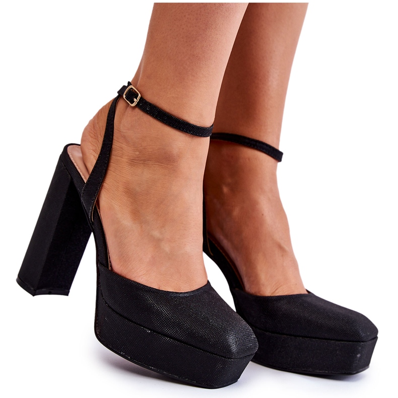 Damsandaler Glitter på en klack Svart Rosel