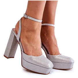 Damsandaler glitter på en klack Silver Rosel